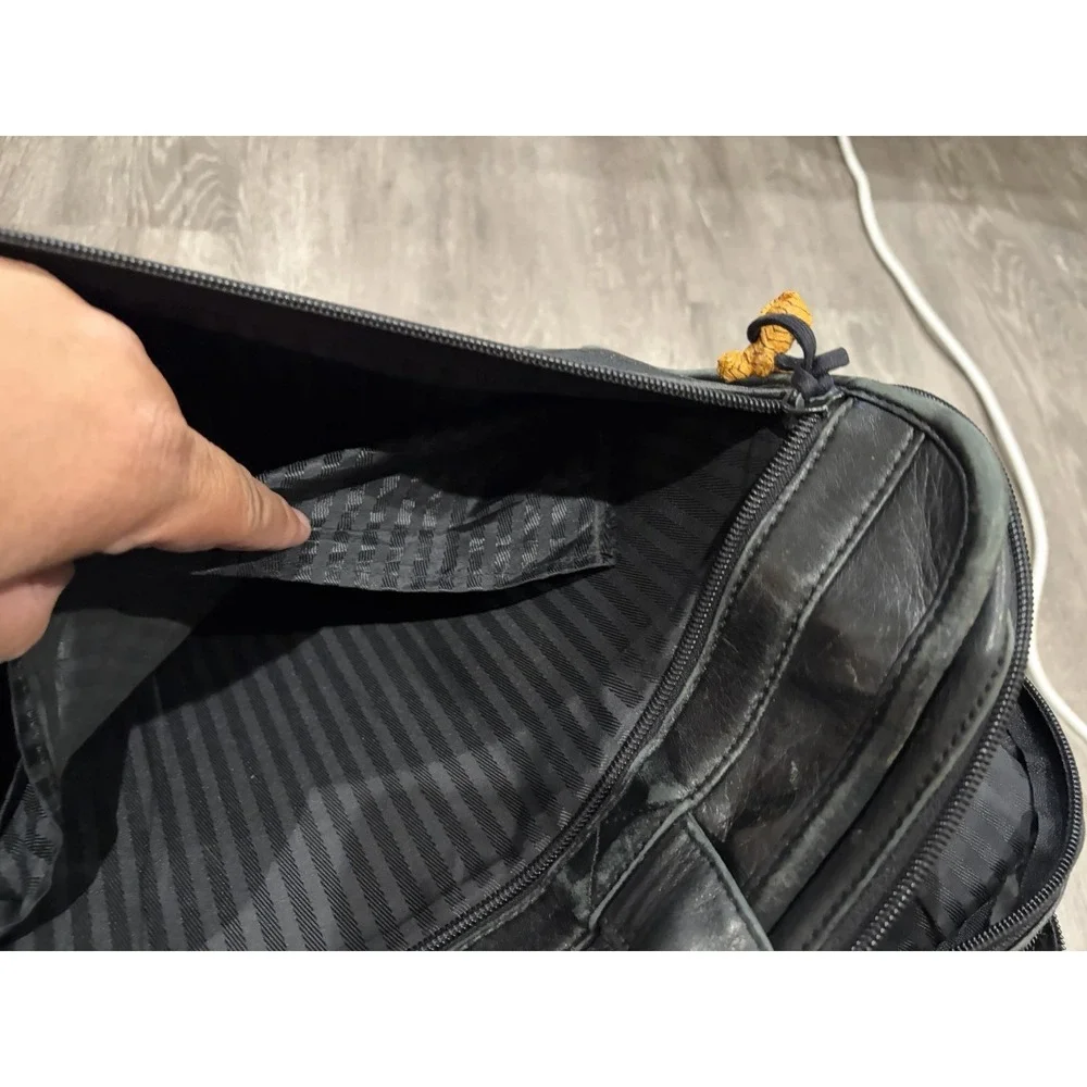 TUMI Alpha Leather Laptop Briefcase - 9674D3 - Black Travel Bag